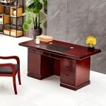 Modern Writing Desk with Locking Cabinet - Image 2