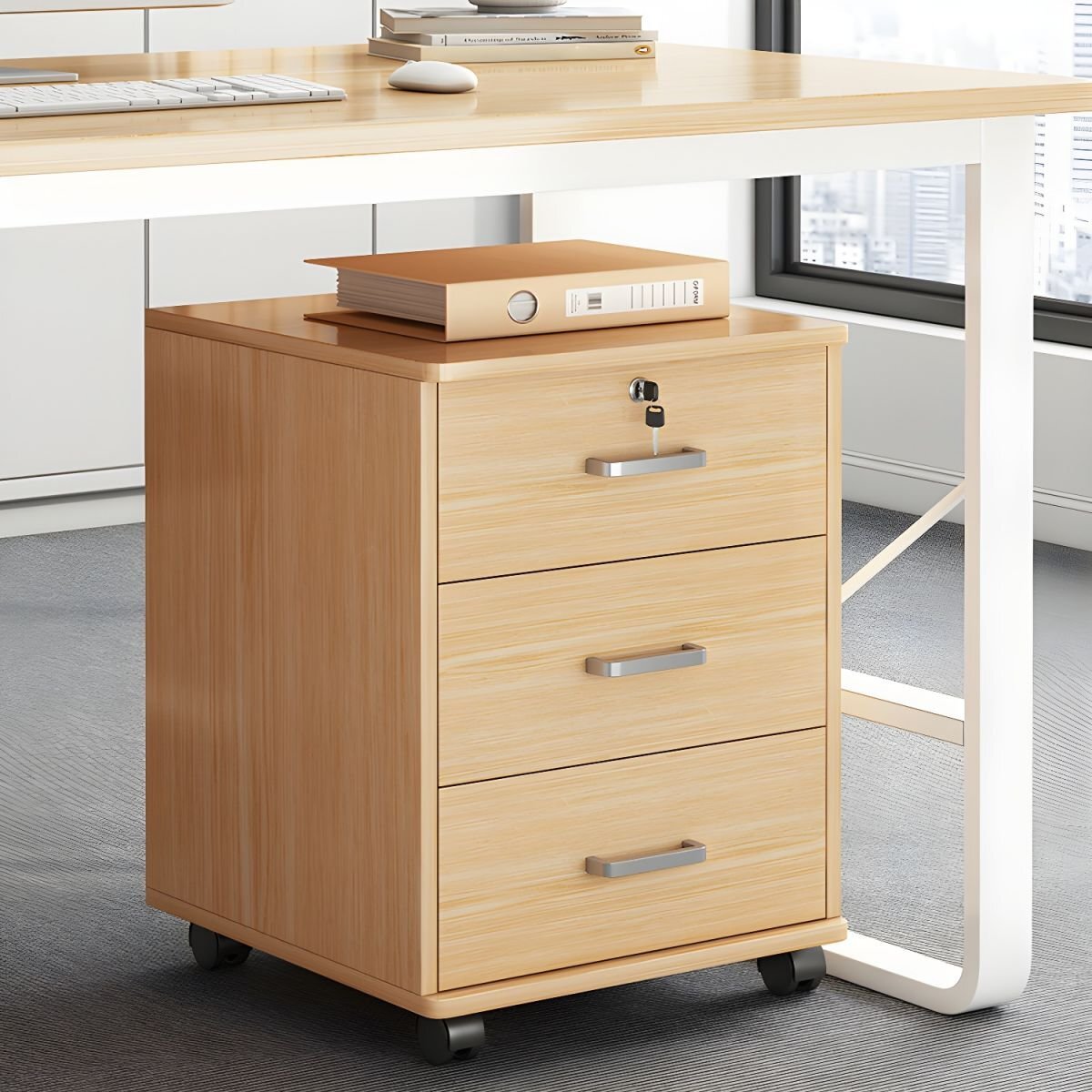 1200x1200-2023-09-28T123127.304.jpg 3-Drawer mobile pedestal (Beech) - Image 1