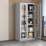 Two door full glass metallic office cabinet