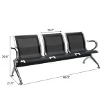 Airport 3-link metallic office bench - Image 2