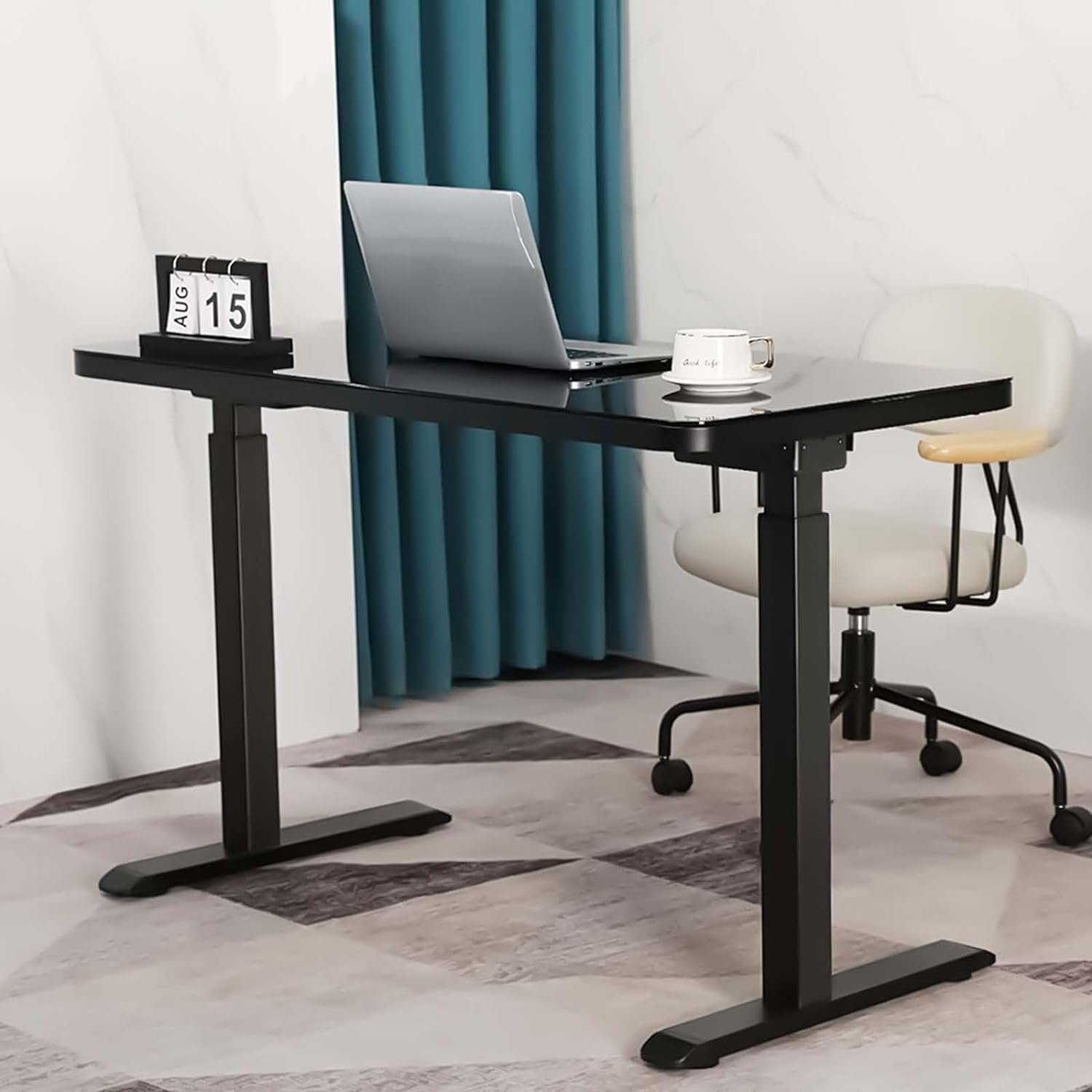 61kg5keQrHL._AC_SL1500_.jpg Adjustable height computer desk - Image 1