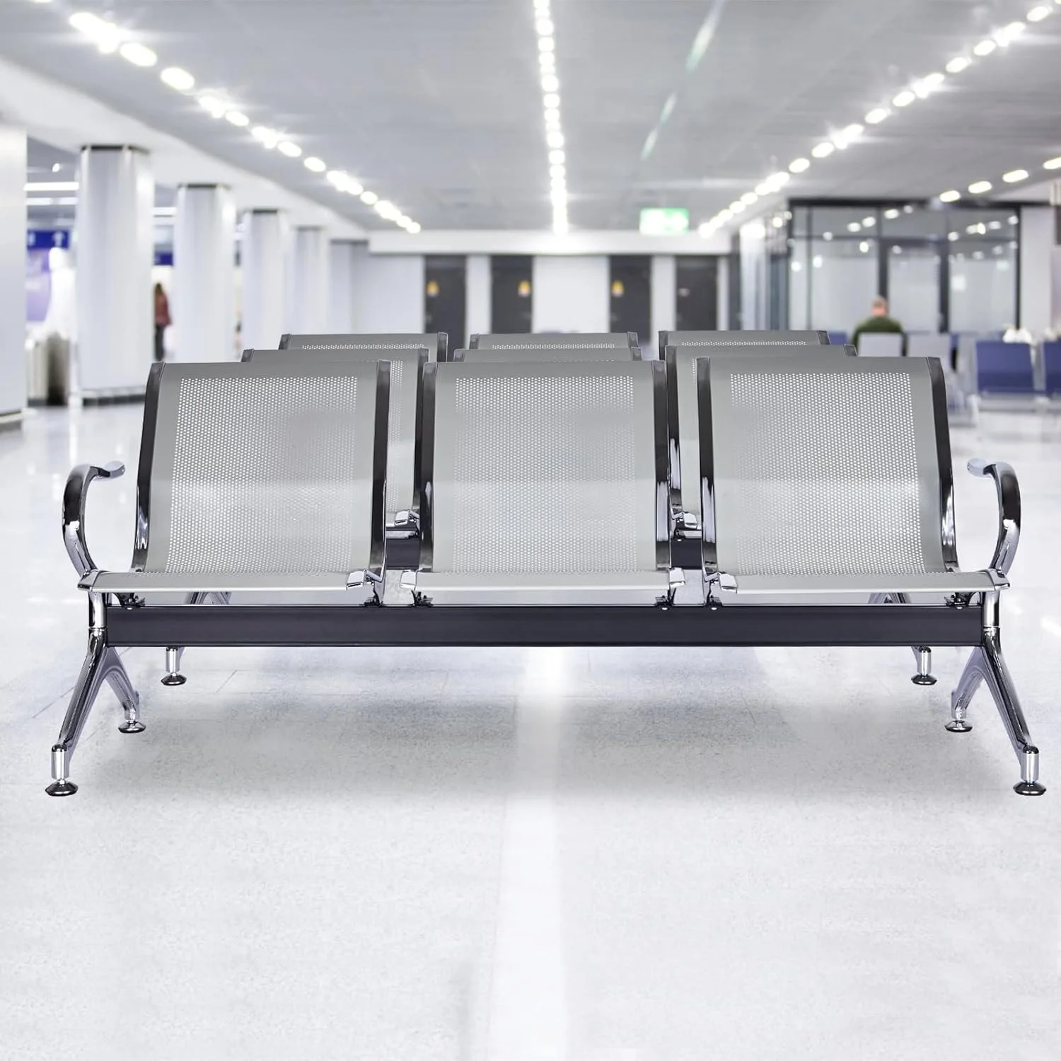 712pdgX0C0L._AC_SL1500_.jpg 3-Link metallic office waiting bench - Image 1