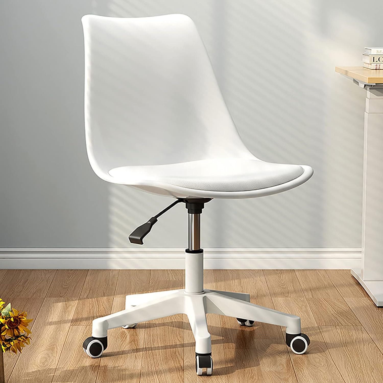 71ReZaGaDAL._AC_SL1500_.jpg Swivel eames plastic white chair - Image 1