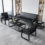Modern 5-Seat Black Waiting Room Chairs with Armrest