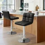 Adjustable swivel leather barstool - Image 2