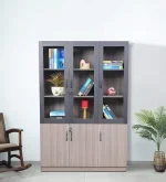 Serenity 3 Door Book Case in Brown Color