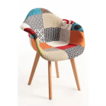 Bring a perfect blend of mid-century style and modern comfort to your indoor or outdoor space with the Arm Rest Patch Garden Eames Chair. Inspired by the iconic Eames design, this chair features a molded polypropylene seat in a vibrant patchwork fabric finish, combined with ergonomic armrests and a contoured shape for all-day comfort. The colorful, eye-catching upholstery adds a unique artistic flair, making it a standout piece in any setting—be it your garden, patio, balcony, living room, or office. Built on solid wooden legs reinforced with a black steel Eiffel-style base, this Eames-style armchair offers both stability and style. The supportive armrests and cushioned seat make it ideal for relaxing, reading, or entertaining guests. Whether you're creating a cozy reading corner or enhancing your outdoor lounging area, the Garden Eames Chair with armrest and patchwork design brings a bold and stylish statement to your décor. Weather-resistant materials make it suitable for light outdoor use, while the easy-to-clean fabric ensures low maintenance. This chair combines iconic design, comfort, and versatility—perfect for anyone who appreciates functional art in their living spaces. Key Features Iconic Eames-Inspired Design Mid-century modern silhouette with a colorful patchwork fabric seat and smooth, ergonomic curves. Comfortable Armrests Molded armrests offer extra support and comfort, ideal for prolonged seating. Sturdy Wooden Legs Natural wood legs with Eiffel-style black metal cross supports provide strength and stability. Vibrant Patchwork Upholstery Multicolor fabric patch design adds a creative, artistic touch to indoor or garden spaces. Versatile Usage Perfect for indoor use and light outdoor settings such as patios, balconies, or covered gardens. Ergonomic & Supportive Contoured seat design promotes good posture and comfortable lounging. Easy to Clean & Maintain Durable, stain-resistant fabric wipes clean easily with a damp cloth. Quick Assembly Includes all necessary tools and instructions for a fast, simple setup.